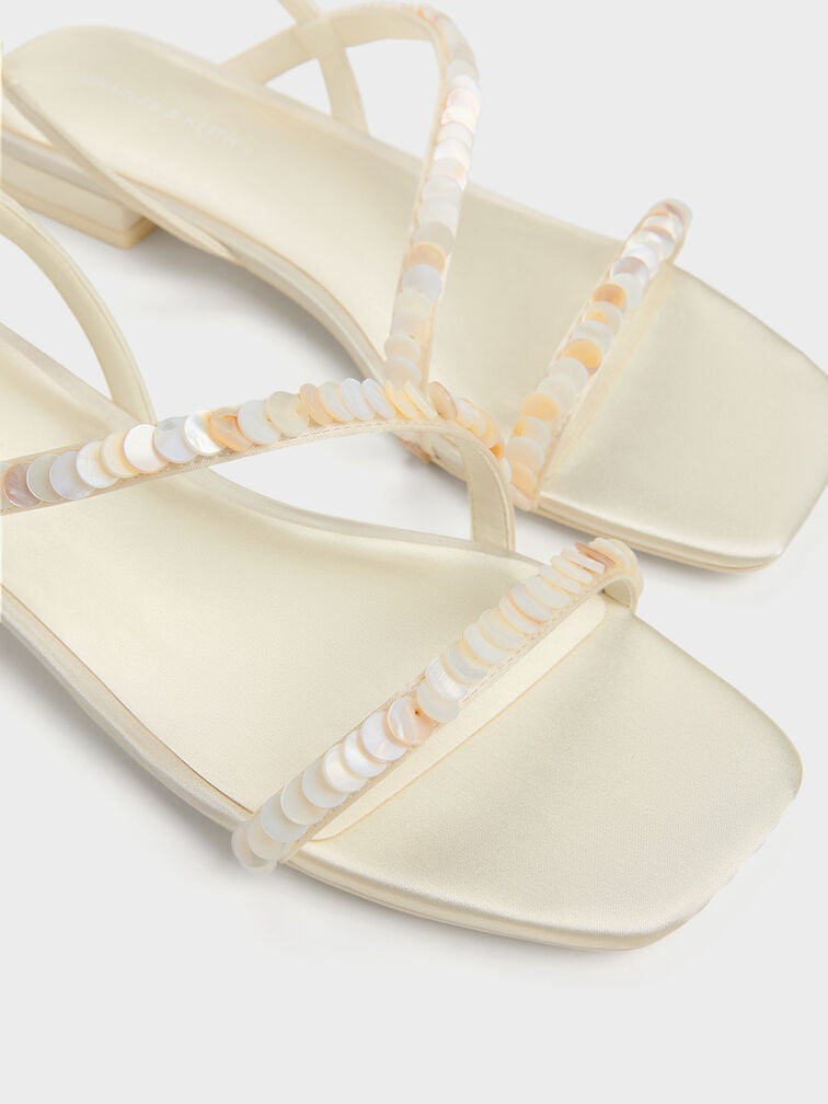 Sandal Strappy Sequinned Briella, Cream, hi-res