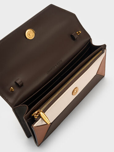 Dompet Panjang Geometris Colourblock Nasrin, Multi Brown, hi-res