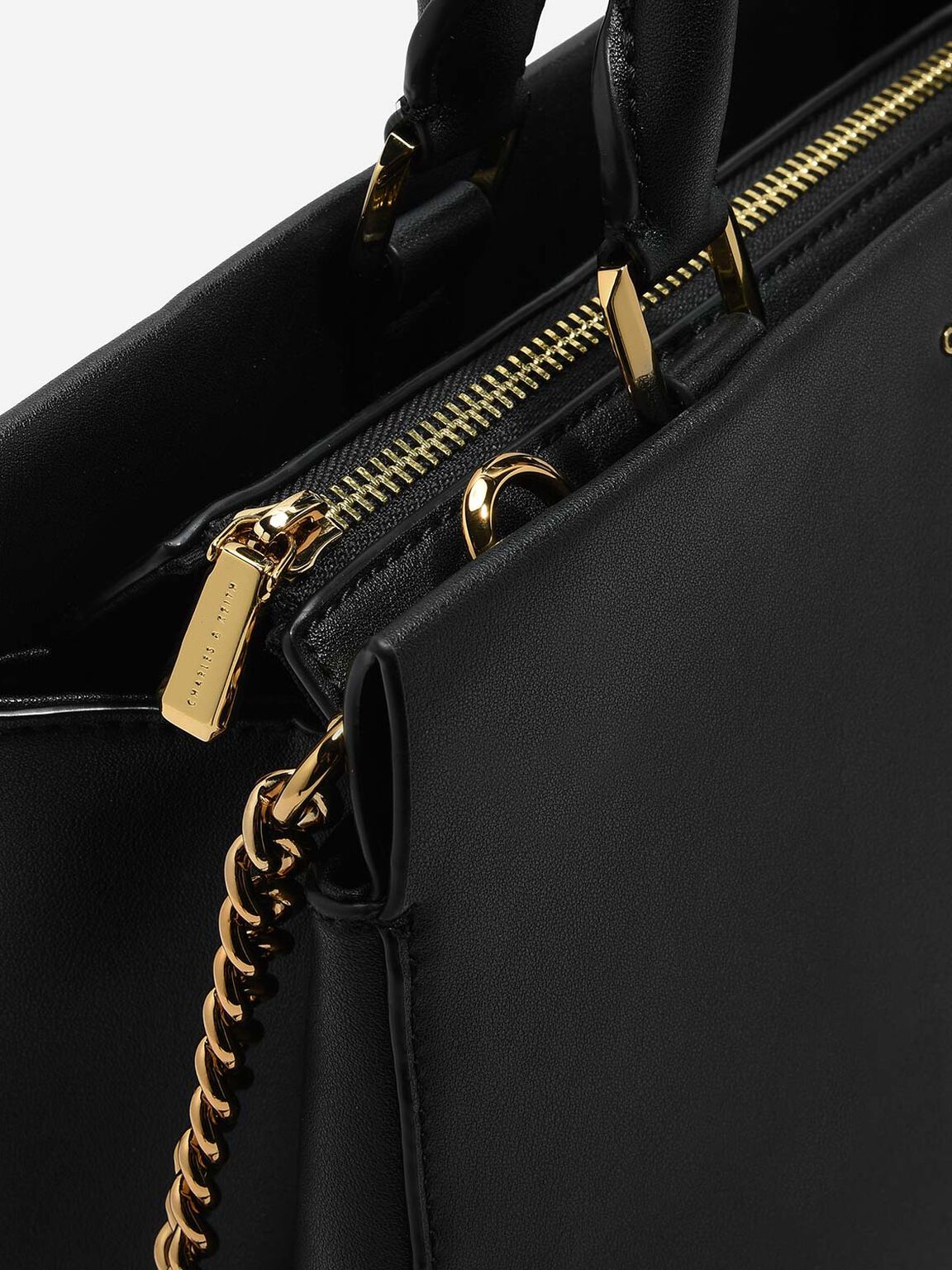 Classic Structured Handbag, Black, hi-res
