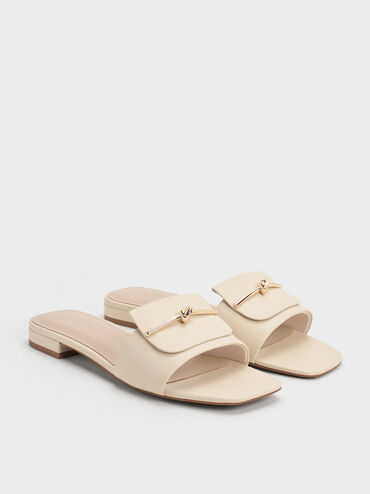 Knotted Accent Slide Sandals, Chalk, hi-res