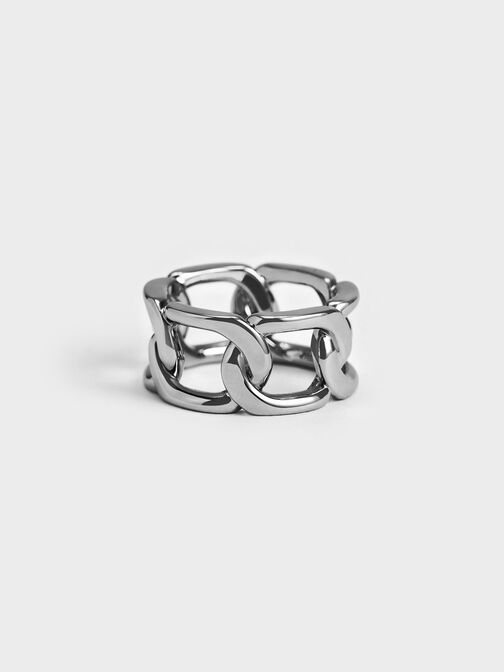 Cincin Chain-Link Gabine, Silver, hi-res