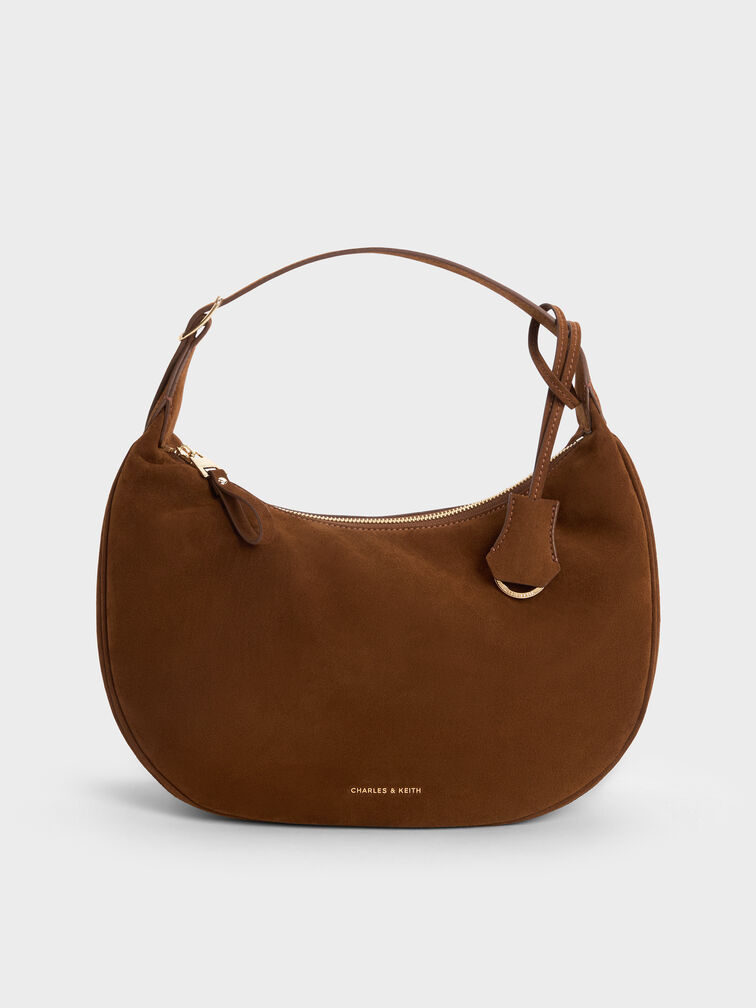 Tas Hobo Faux Suede Vega Large, Pecan Brown, hi-res