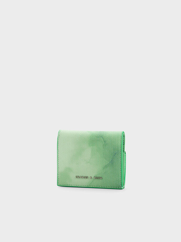 Marble-Print Small Wallet, Green, hi-res