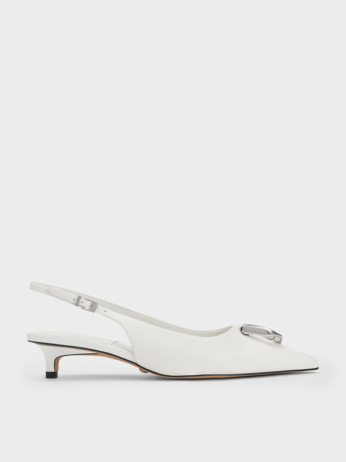 White Gabine Leather Slingback Pumps CHARLES KEITH ID
