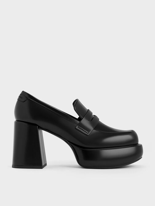 Sepatu Pumps Platform Loafer Monique, Black Box, hi-res