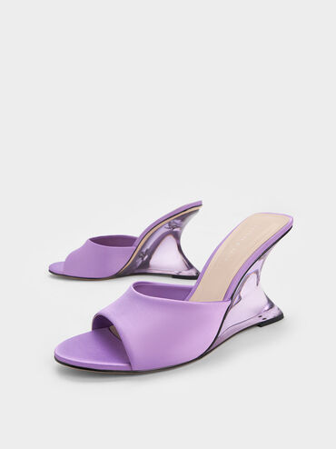 Sepatu Wedges Recycled Polyester Sculptural Heel, Purple, hi-res