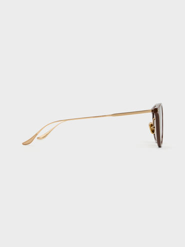 Kacamata Round Metal-Rim Minnow, Pecan Brown, hi-res