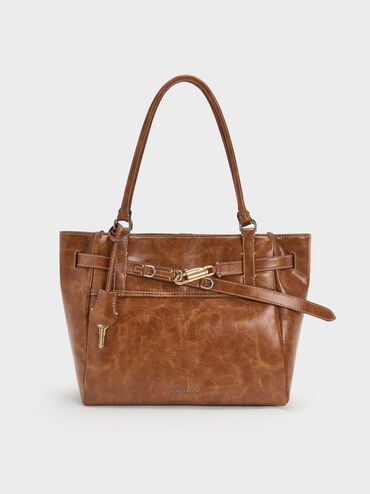 Tas Tote Belted Delfina, Distressed Tan, hi-res