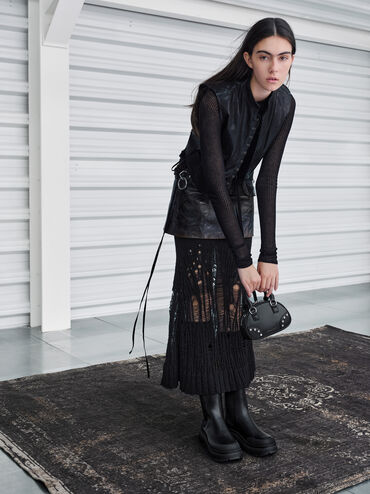 Bobbie Studded Top Handle Bag, Noir, hi-res