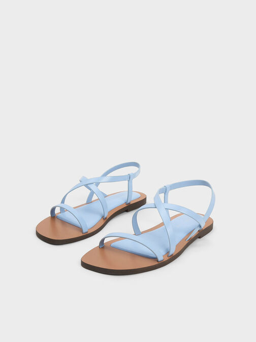 Sandal Strappy Asymmetrical, Blue, hi-res