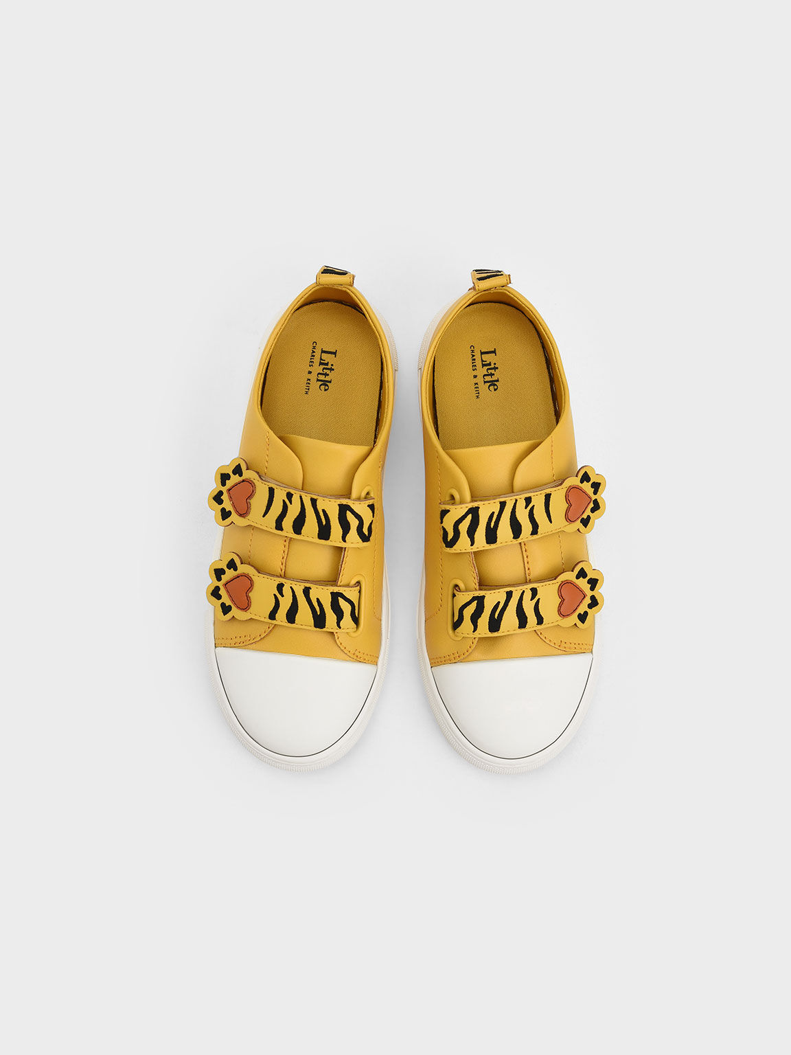 Koleksi Lunar New Year: Sepatu Sneakers Velcro Girls' Tiger Stripes, Yellow, hi-res