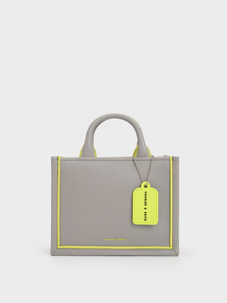 Tas Tote Bag Jump Contrast-Trim Mini, Grey, hi-res