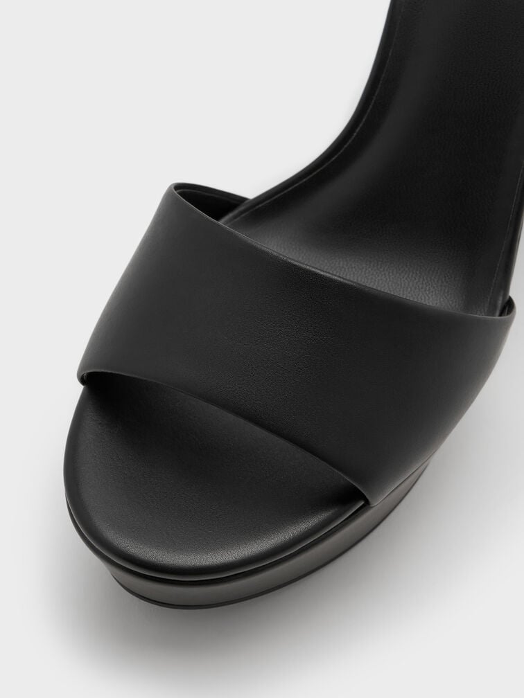 Block-Heel Platform Sandals, Black, hi-res