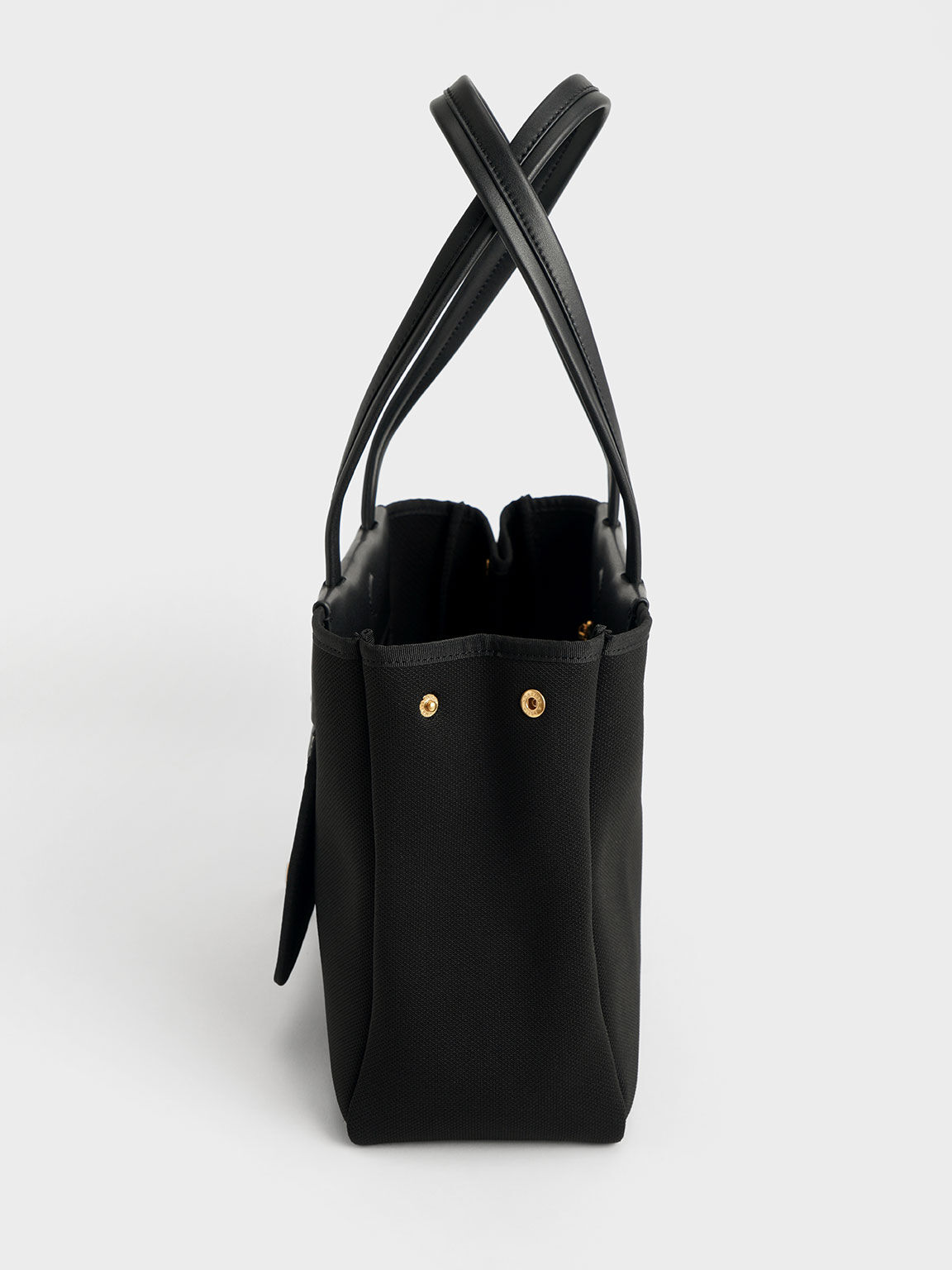 Knit & Nylon Tote Bag, Black, hi-res