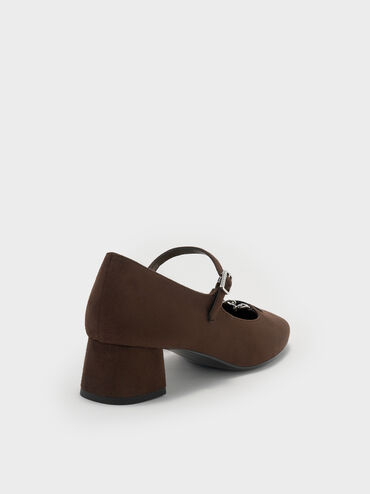 Shila Faux Suede Chain Mary Jane Pumps, Dark Brown Textured, hi-res