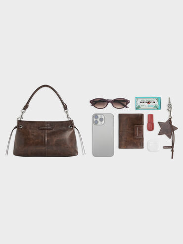 Tas Top Handle Noane, Distressed Coffee, hi-res