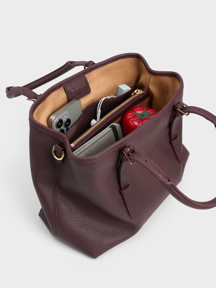 Tas Tote Bead-Charm Baral, Wineberry Red, hi-res