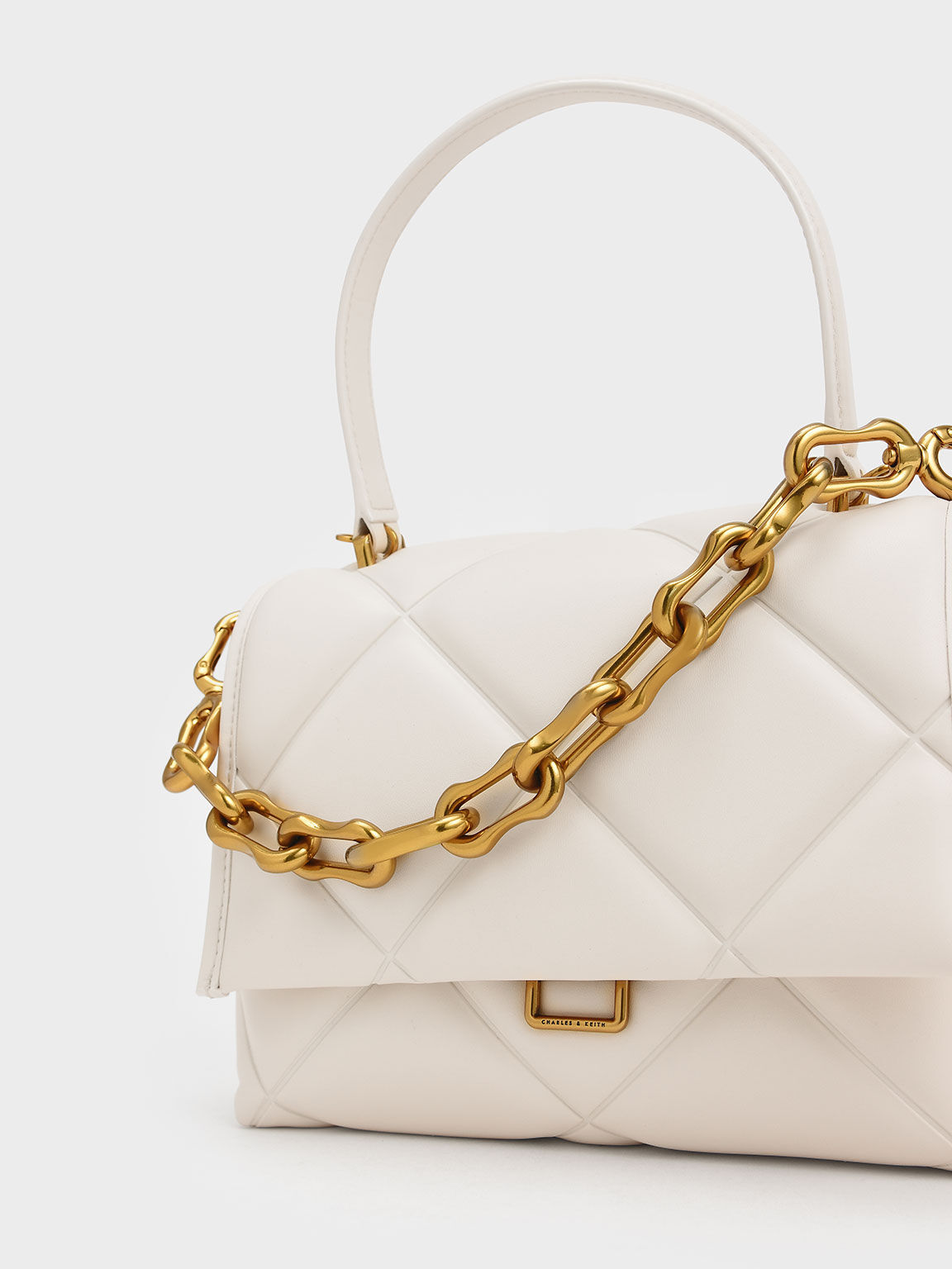 Tas Quilted Gemma Chunky Chain Link, Cream, hi-res