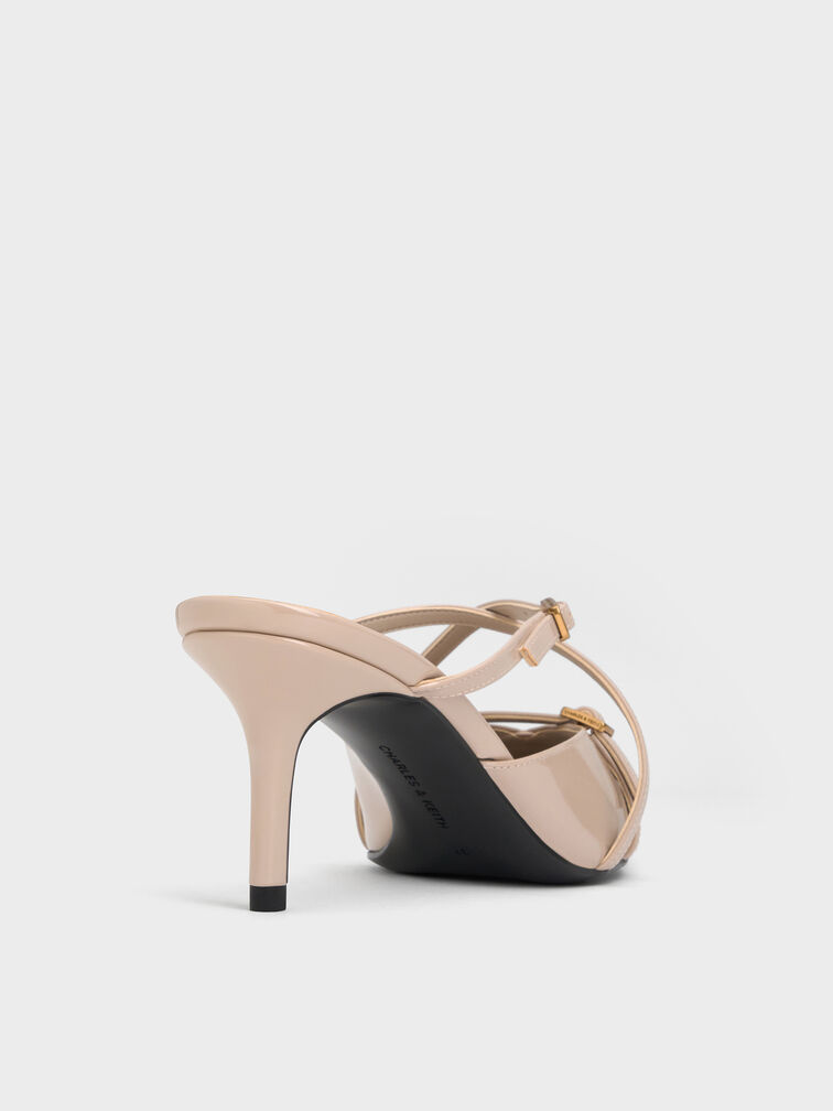 Sepatu Mules Heeled Pointed Patent Maybelle, Nude, hi-res