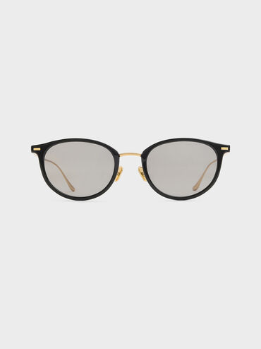 Minnow Metal-Rim Round Sunglasses, Black, hi-res