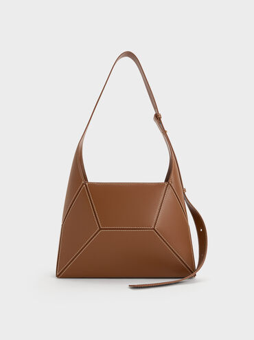 Nasrin Geometric Hobo Bag, Chocolate, hi-res