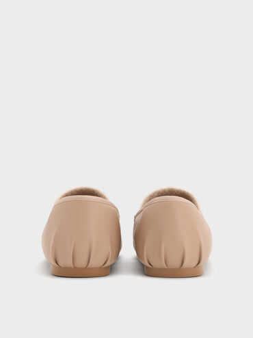 Sepatu Flats Mary Jane Furry-Strap Bow Winona, Nude, hi-res