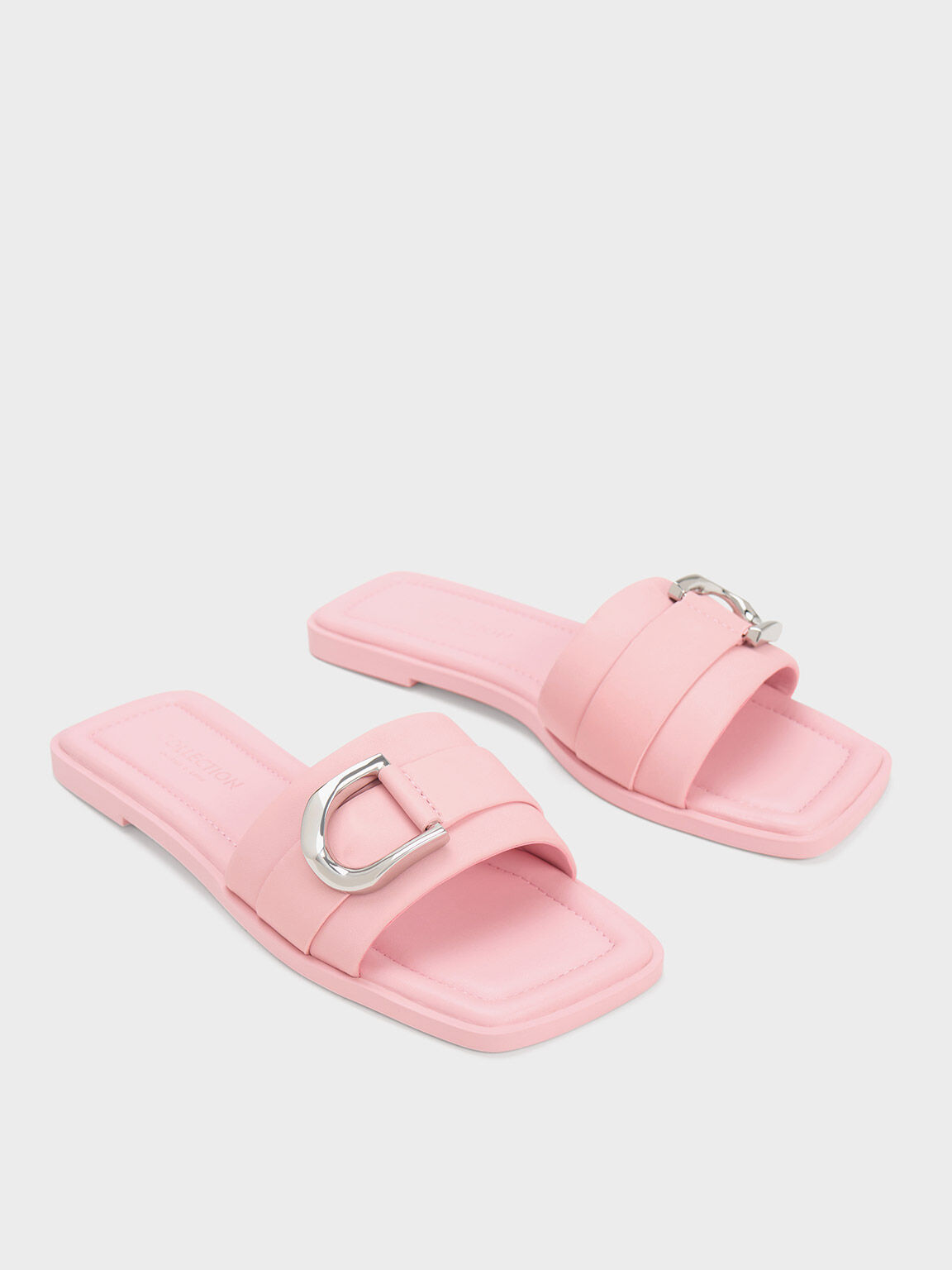Gabine Leather Slide Sandals, Pink, hi-res