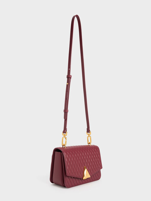 Tas Quilted Quinlynn Metallic Accent, Burgundy, hi-res