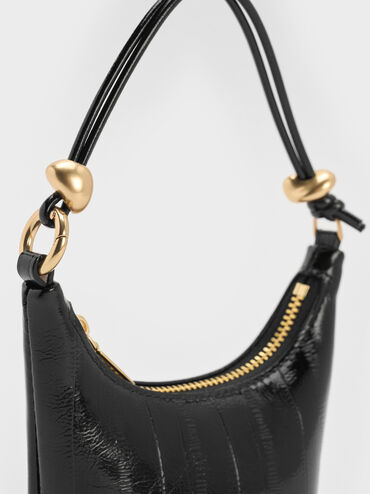 Tas Chain-Handle Eel-Effect Augustine Micro, Black, hi-res