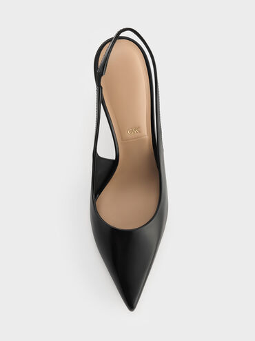 Sepatu Pumps Stiletto Slingback Leather, Black Box, hi-res