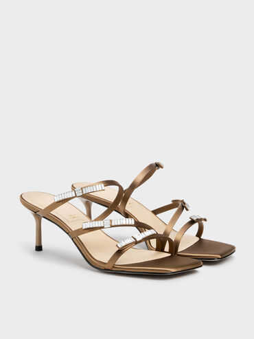 Sandal Heeled Gem-Bow Jessy, Brown, hi-res