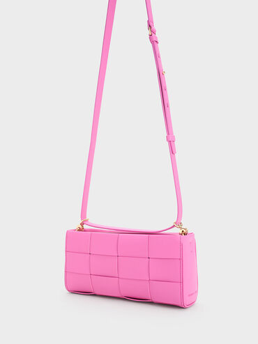 Tas Woven Chain-Handle, Pink, hi-res