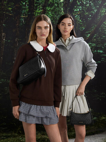 Tas Bahu Woven Calla, Black, hi-res