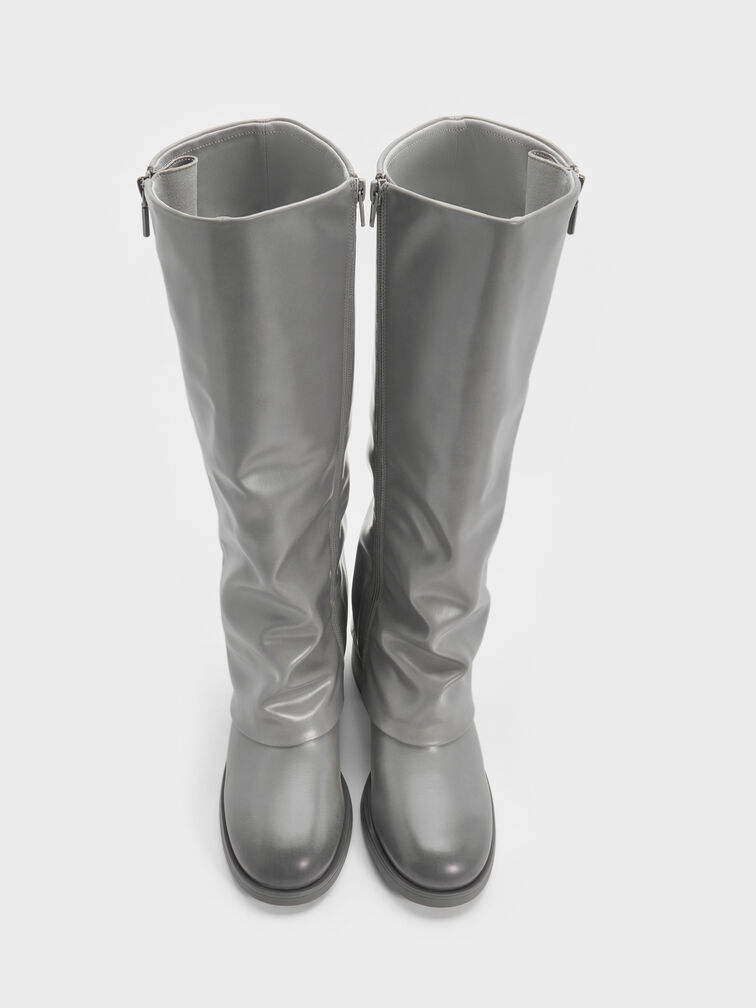 Septau Boots Louise Knee-High Burnished, Light Grey, hi-res