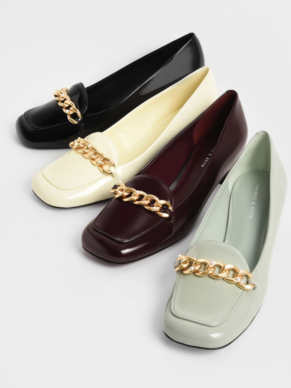 Chain-Link Patent Loafers, Butter, hi-res