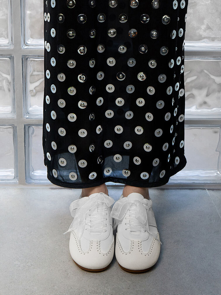 Sneakers Mary Jane Contrast-Panel Mesh, White, hi-res