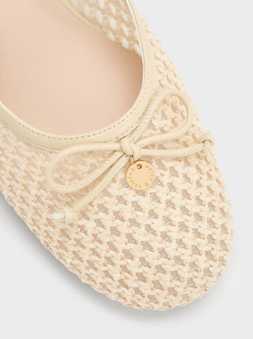 Raffia Bow Mary Jane Mules, Beige, hi-res
