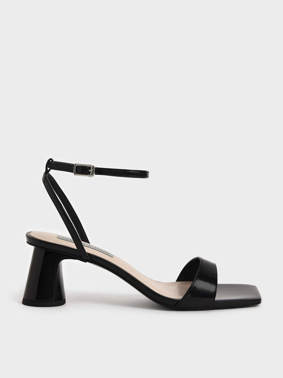 Black Patent Ankle-Strap Cylindrical 