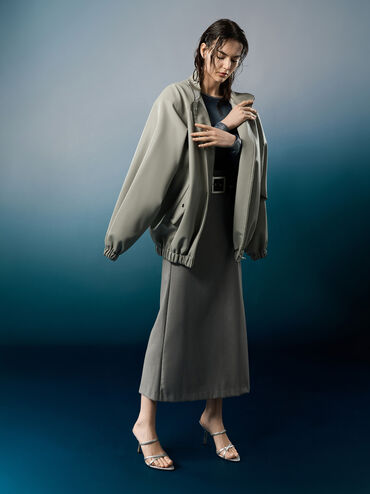 Sepatu Mules Heeled Strappy Metallic Taylen, Silver, hi-res