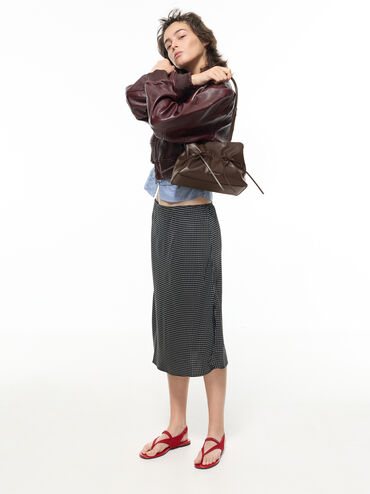 Tas Bahu Bow Ruched Reese, Espresso Brown, hi-res