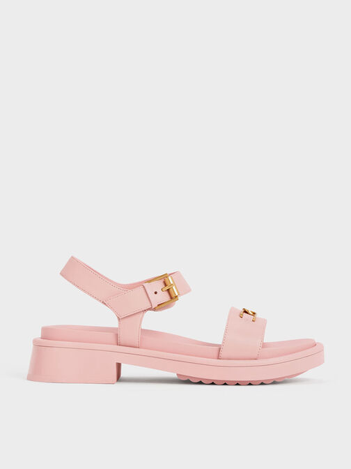 Gabine Leather Sandals, Pink, hi-res