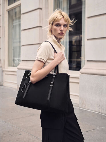 Tas Tote Levy Nilon, Noir, hi-res