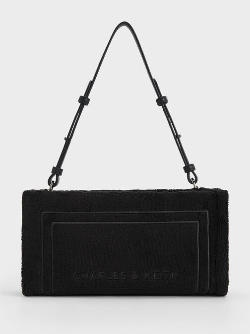 Loey Textured Shoulder Bag, Black, hi-res
