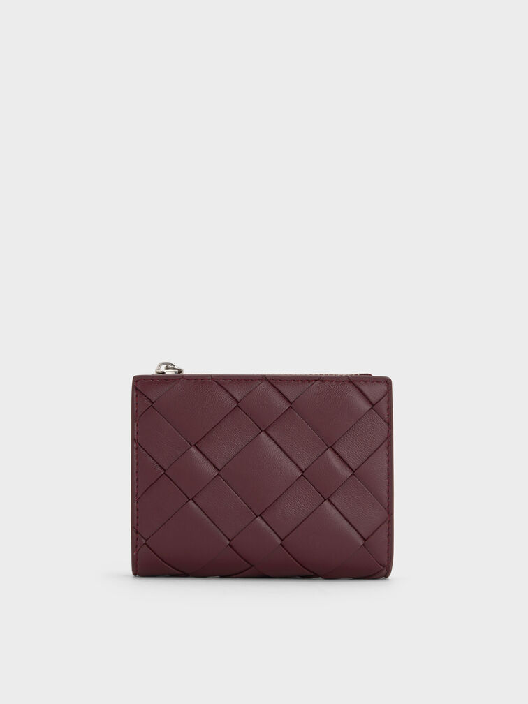 Ivette Woven Top-Zip Small Wallet, Wineberry Red, hi-res
