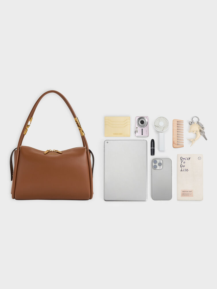 Tas Bahu Slouchy Tubular Lyla, Chocolate, hi-res