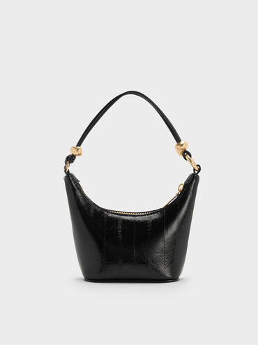 Tas Chain-Handle Eel-Effect Augustine Micro, Black, hi-res
