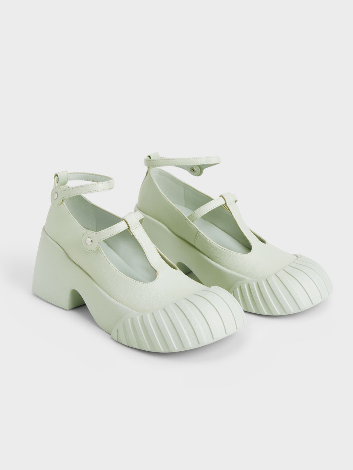 Sepatu Adrian Chunky Sole Mary Janes, Light Green, hi-res
