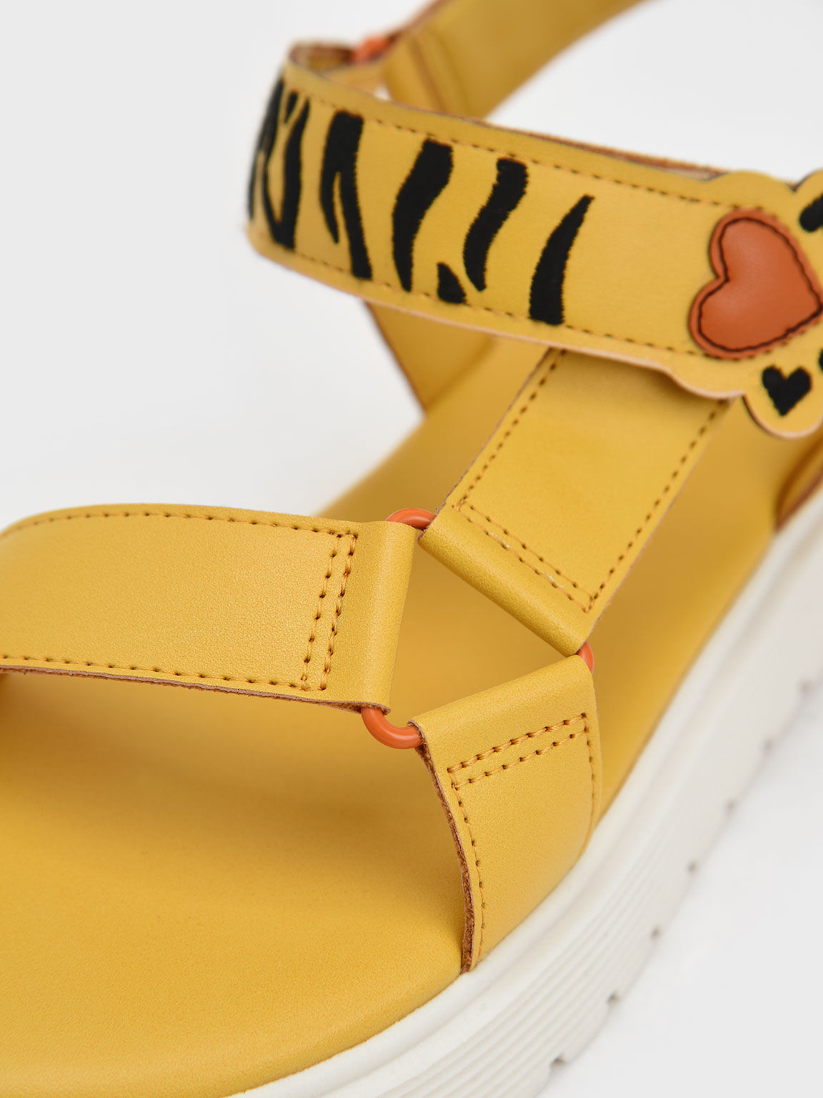 Girls' Tiger Stripes Sports Sandals, Yellow, hi-res
