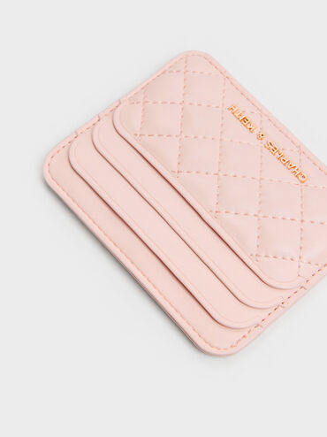 Cleo Quilted Card Holder, Soft Pink, hi-res