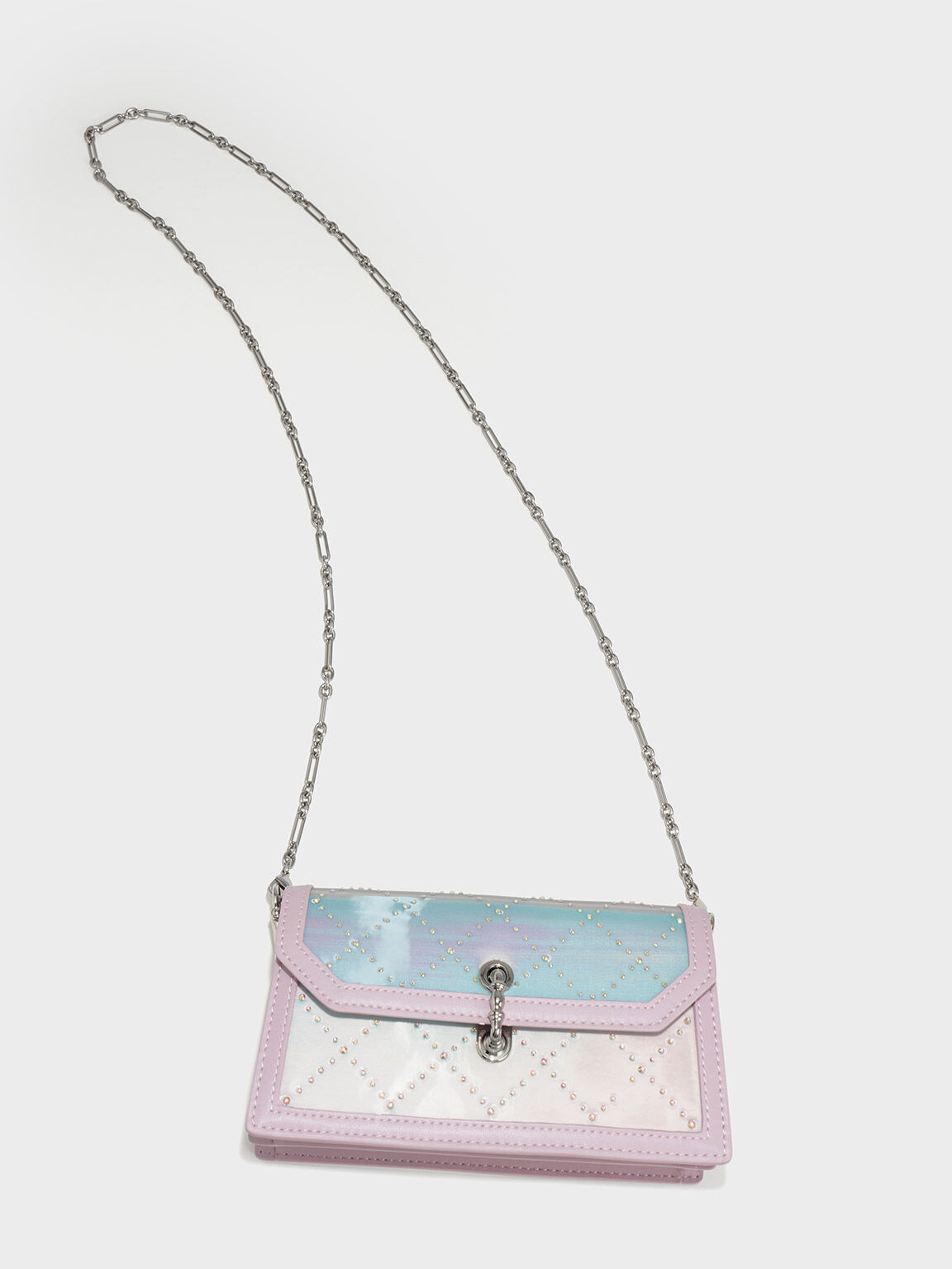 Marietta Holographic Quilted Crossbody Bag, Lilac, hi-res